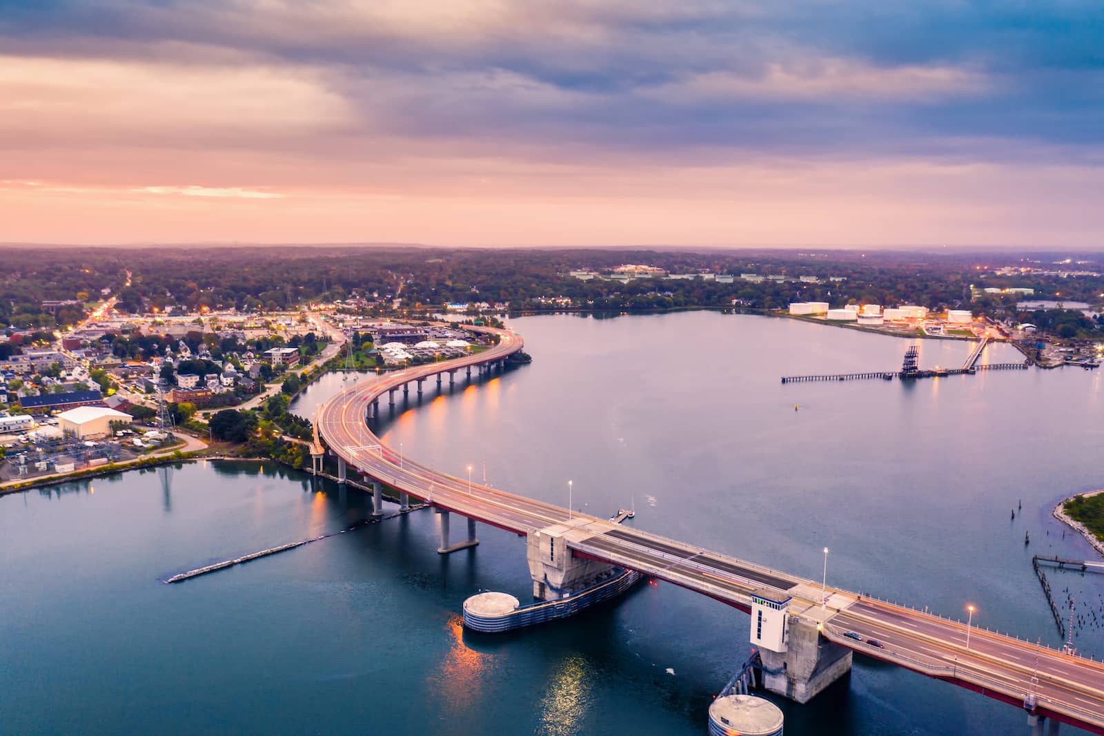 A twisting bridge over the water